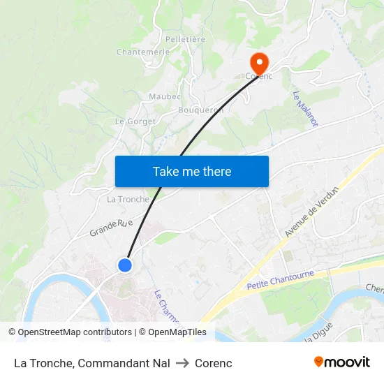 La Tronche, Commandant Nal to Corenc map