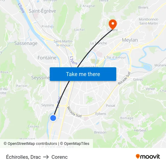 Échirolles, Drac to Corenc map