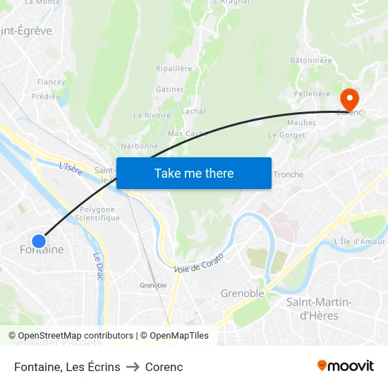 Fontaine, Les Écrins to Corenc map