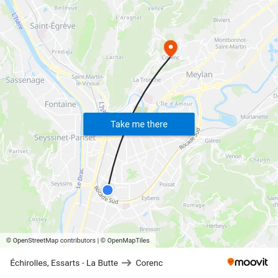 Échirolles, Essarts - La Butte to Corenc map