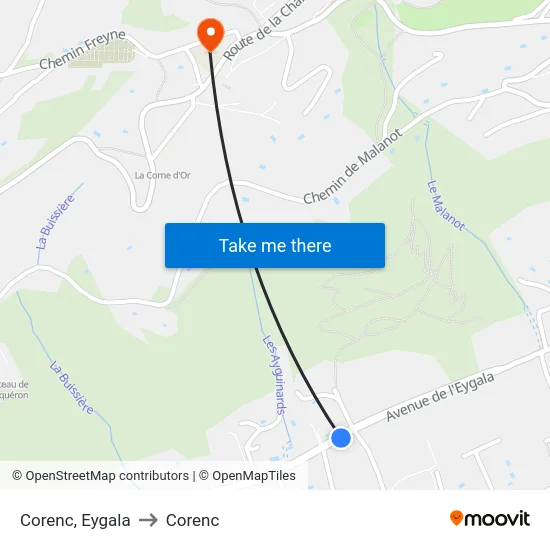 Corenc, Eygala to Corenc map