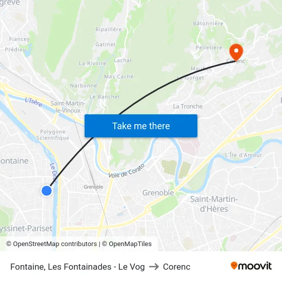 Fontaine, Les Fontainades - Le Vog to Corenc map