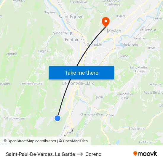 Saint-Paul-De-Varces, La Garde to Corenc map