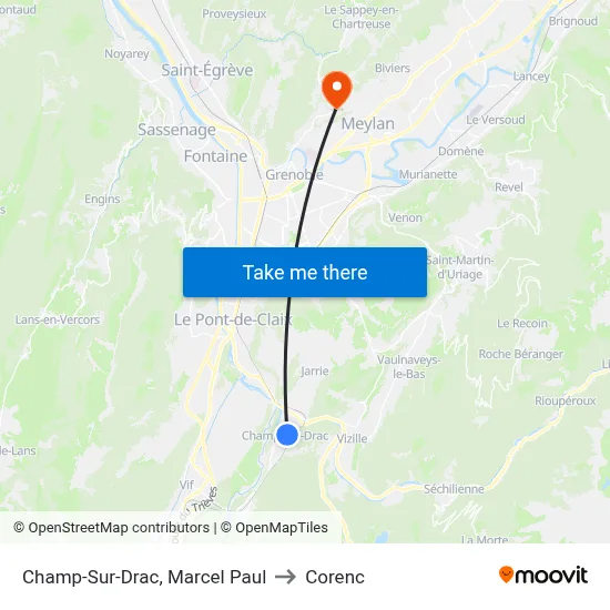 Champ-Sur-Drac, Marcel Paul to Corenc map