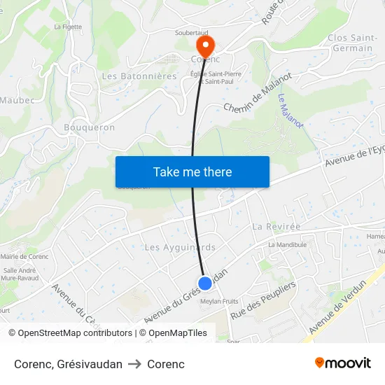 Corenc, Grésivaudan to Corenc map