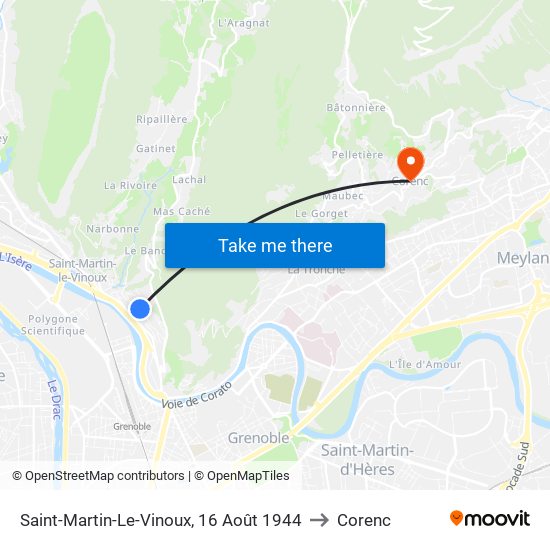 Saint-Martin-Le-Vinoux, 16 Août 1944 to Corenc map