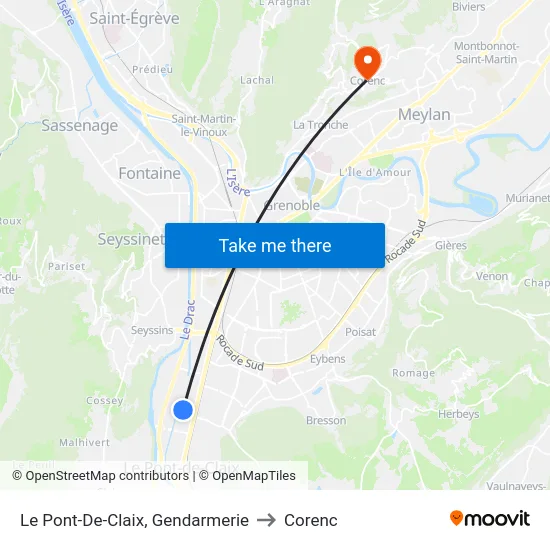 Le Pont-De-Claix, Gendarmerie to Corenc map