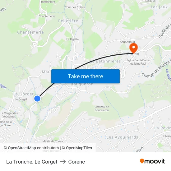 La Tronche, Le Gorget to Corenc map