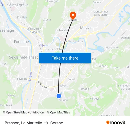 Bresson, La Maritelle to Corenc map