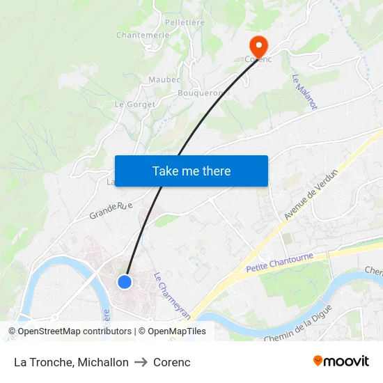 La Tronche, Michallon to Corenc map