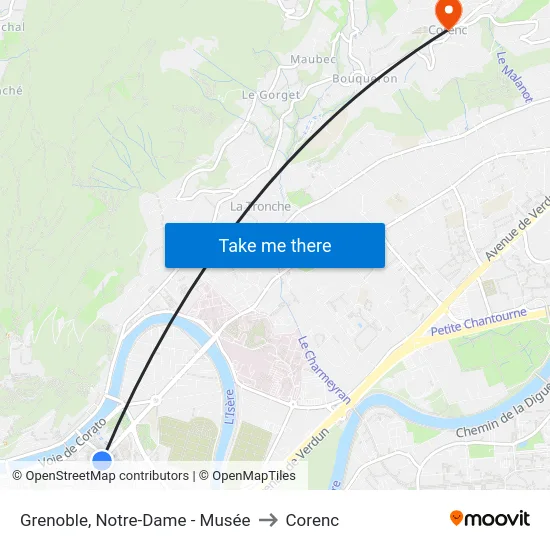 Grenoble, Notre-Dame - Musée to Corenc map