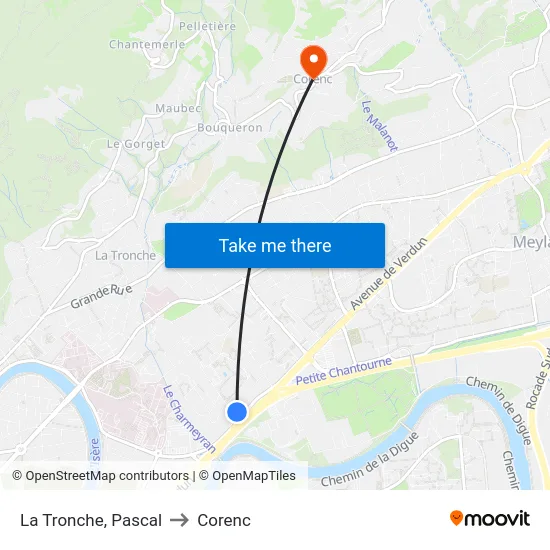 La Tronche, Pascal to Corenc map