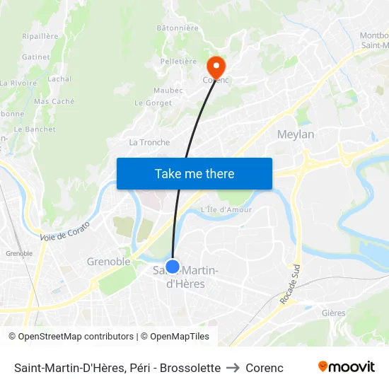 Saint-Martin-D'Hères, Péri - Brossolette to Corenc map