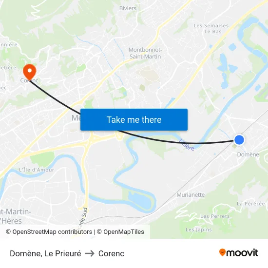 Domène, Le Prieuré to Corenc map