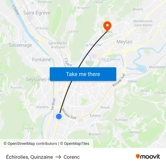 Échirolles, Quinzaine to Corenc map