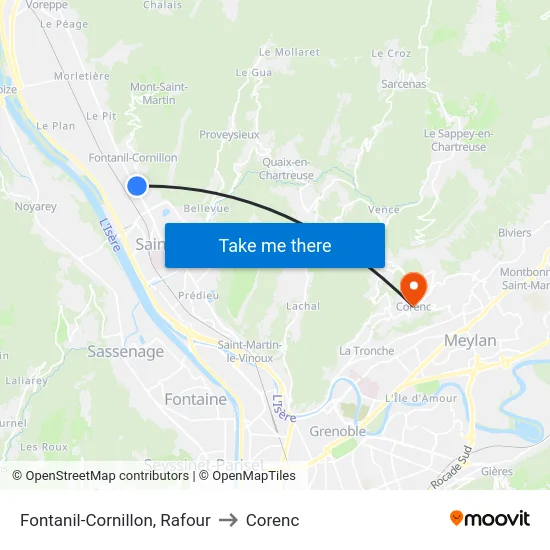 Fontanil-Cornillon, Rafour to Corenc map