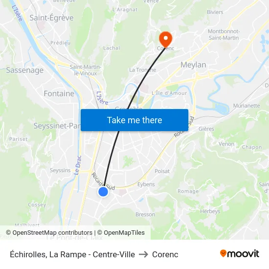 Échirolles, La Rampe - Centre-Ville to Corenc map