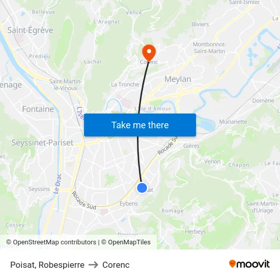 Poisat, Robespierre to Corenc map