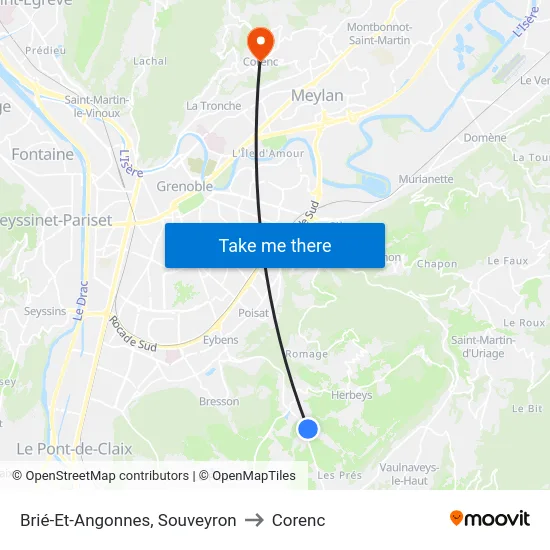 Brié-Et-Angonnes, Souveyron to Corenc map