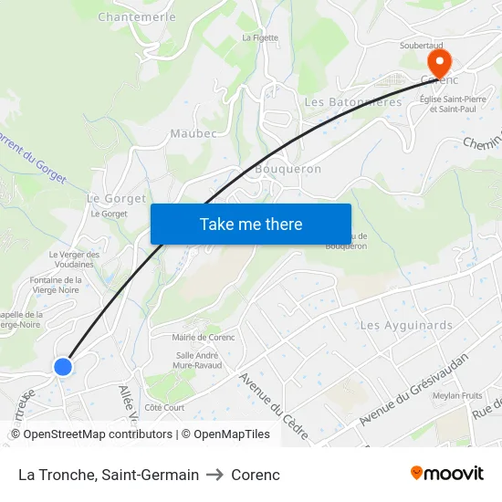 La Tronche, Saint-Germain to Corenc map