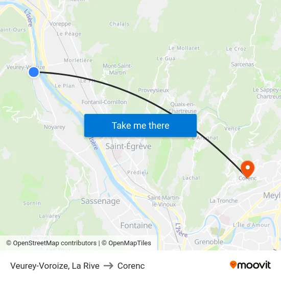 Veurey-Voroize, La Rive to Corenc map