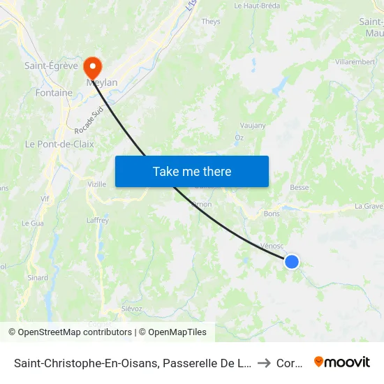 Saint-Christophe-En-Oisans, Passerelle De Lanchatra to Corenc map
