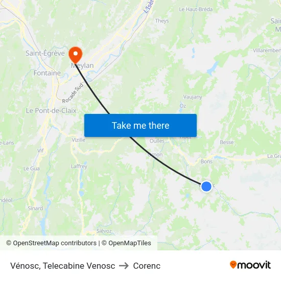 Vénosc, Telecabine Venosc to Corenc map