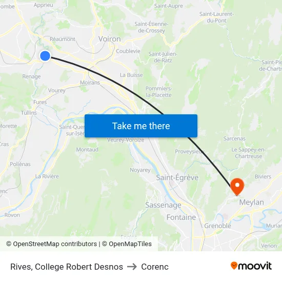 Rives, College Robert Desnos to Corenc map