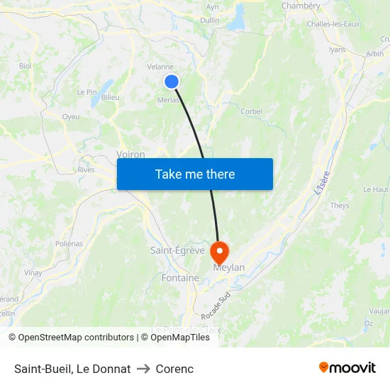 Saint-Bueil, Le Donnat to Corenc map
