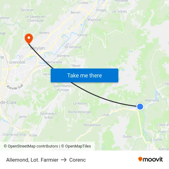 Allemond, Lot. Farmier to Corenc map