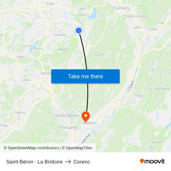 Saint-Béron - La Bridoire to Corenc map