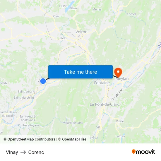 Vinay to Corenc map