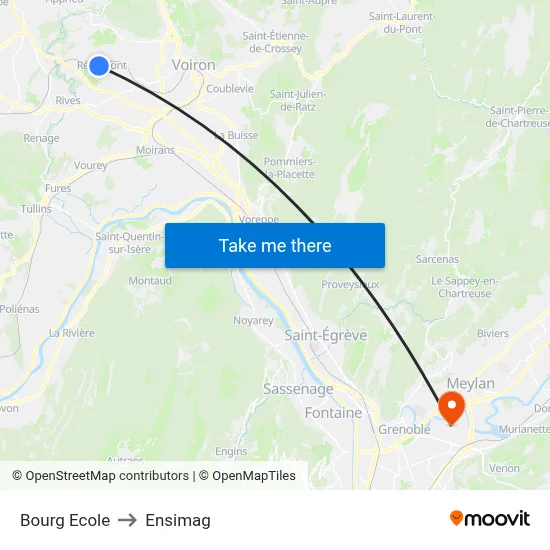 Bourg Ecole to Ensimag map