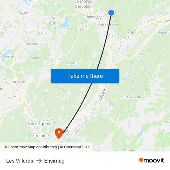 Les Villards to Ensimag map