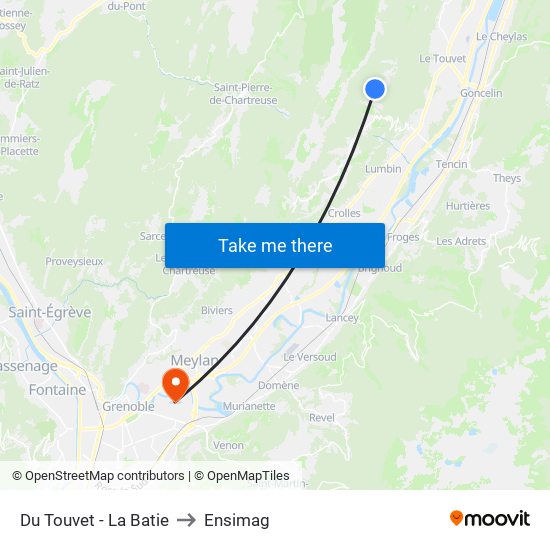 Du Touvet - La Batie to Ensimag map