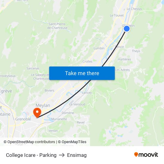 College Icare - Parking to Ensimag map