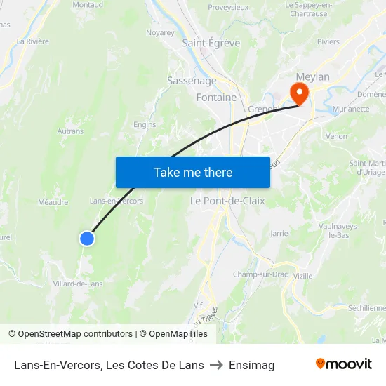 Lans-En-Vercors, Les Cotes De Lans to Ensimag map