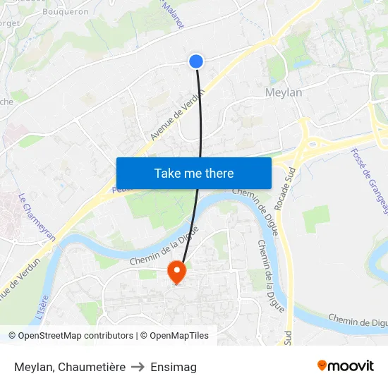 Meylan, Chaumetière to Ensimag map