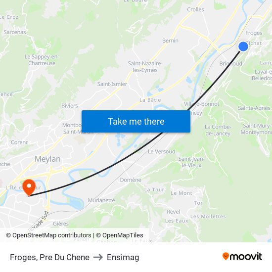 Froges, Pre Du Chene to Ensimag map