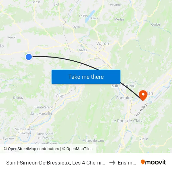 Saint-Siméon-De-Bressieux, Les 4 Chemins to Ensimag map