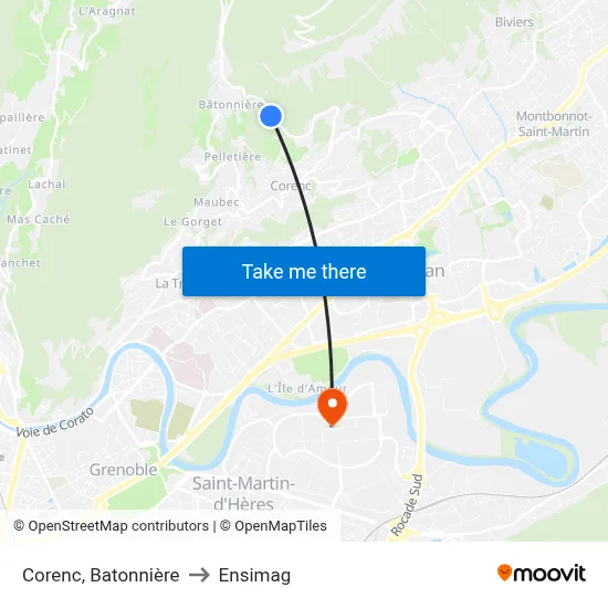 Corenc, Batonnière to Ensimag map