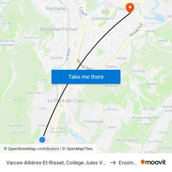 Varces-Allières-Et-Risset, Collège Jules Verne to Ensimag map