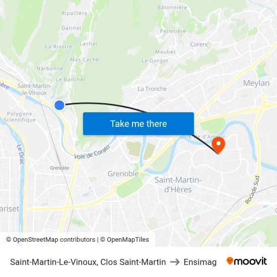 Saint-Martin-Le-Vinoux, Clos Saint-Martin to Ensimag map