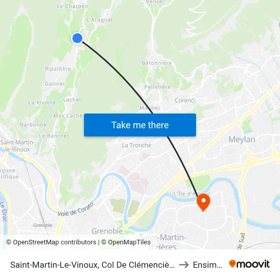 Saint-Martin-Le-Vinoux, Col De Clémencières to Ensimag map