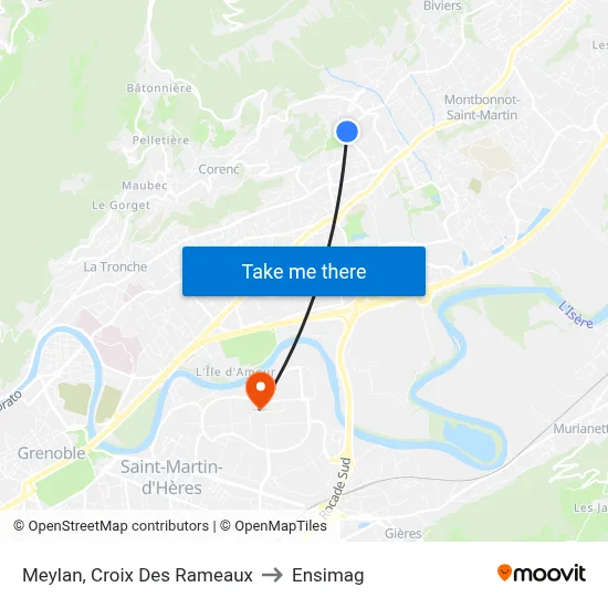 Meylan, Croix Des Rameaux to Ensimag map