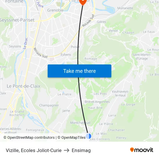 Vizille, Ecoles Joliot-Curie to Ensimag map