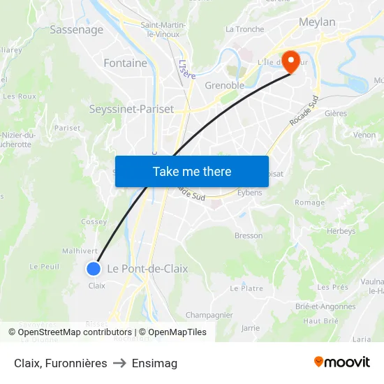 Claix, Furonnières to Ensimag map