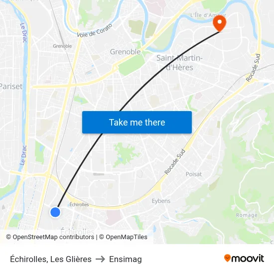 Échirolles, Les Glières to Ensimag map