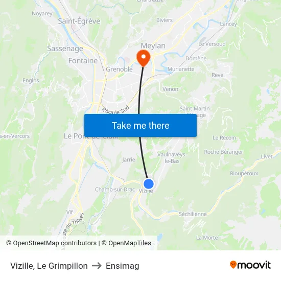 Vizille, Le Grimpillon to Ensimag map