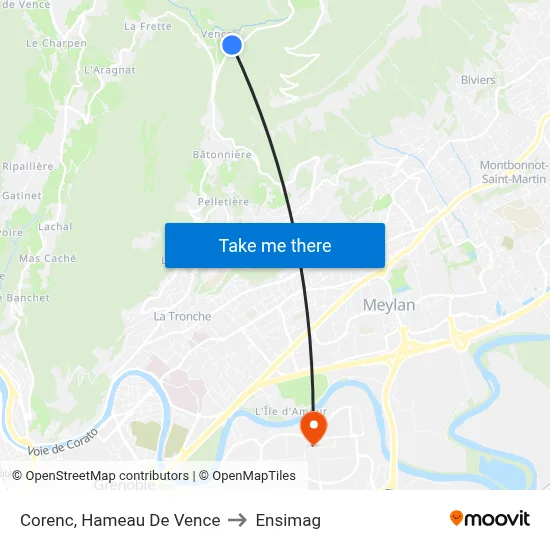 Corenc, Hameau De Vence to Ensimag map